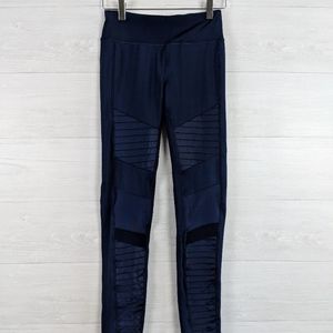 navy moto leggings